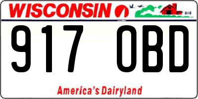WI license plate 917OBD