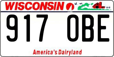 WI license plate 917OBE