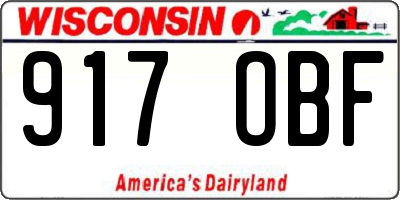 WI license plate 917OBF