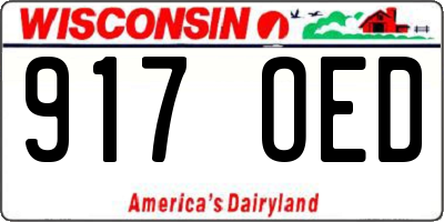 WI license plate 917OED