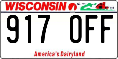 WI license plate 917OFF