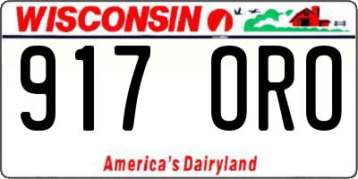 WI license plate 917ORO