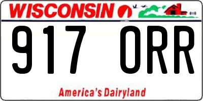 WI license plate 917ORR