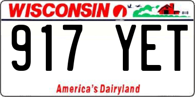 WI license plate 917YET