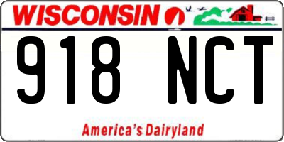 WI license plate 918NCT