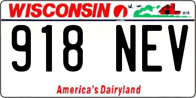 WI license plate 918NEV