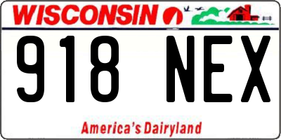 WI license plate 918NEX