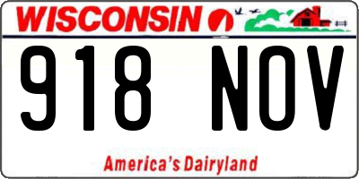 WI license plate 918NOV