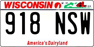 WI license plate 918NSW