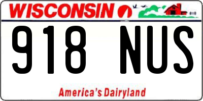 WI license plate 918NUS
