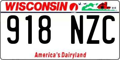 WI license plate 918NZC