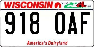 WI license plate 918OAF