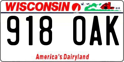 WI license plate 918OAK