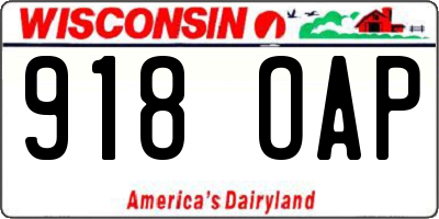 WI license plate 918OAP