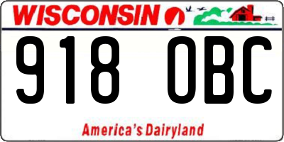 WI license plate 918OBC