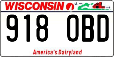 WI license plate 918OBD