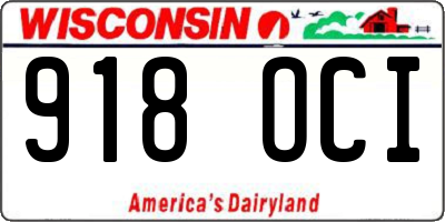 WI license plate 918OCI