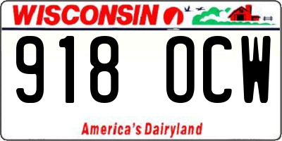 WI license plate 918OCW