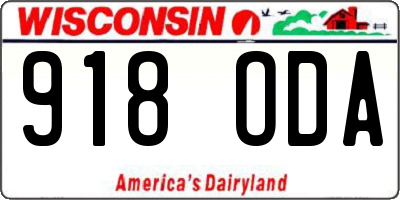 WI license plate 918ODA