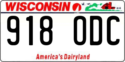 WI license plate 918ODC