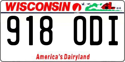 WI license plate 918ODI