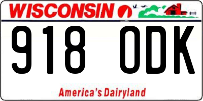 WI license plate 918ODK