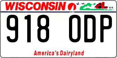 WI license plate 918ODP