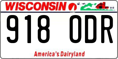 WI license plate 918ODR