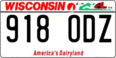 WI license plate 918ODZ