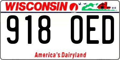 WI license plate 918OED