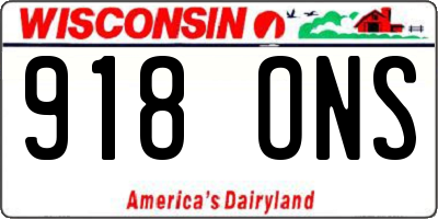 WI license plate 918ONS