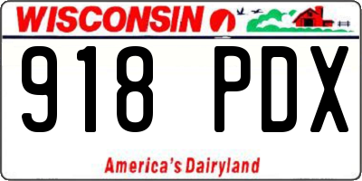 WI license plate 918PDX