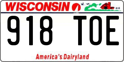 WI license plate 918TOE