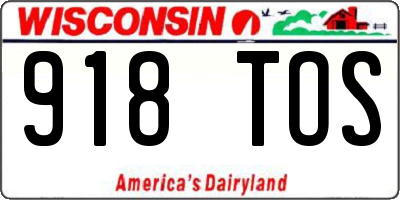 WI license plate 918TOS