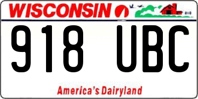 WI license plate 918UBC