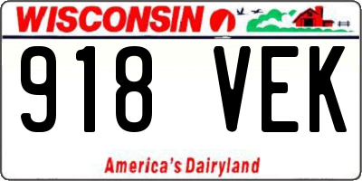 WI license plate 918VEK
