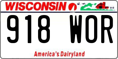 WI license plate 918WOR