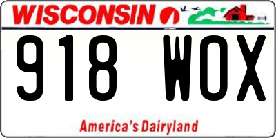 WI license plate 918WOX