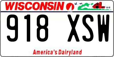 WI license plate 918XSW