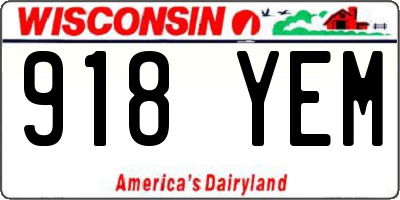 WI license plate 918YEM