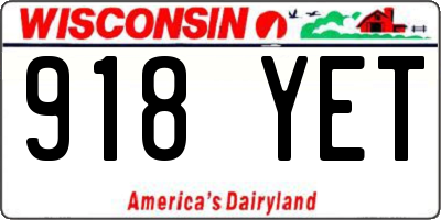 WI license plate 918YET