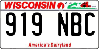 WI license plate 919NBC