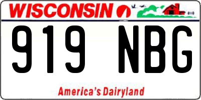 WI license plate 919NBG