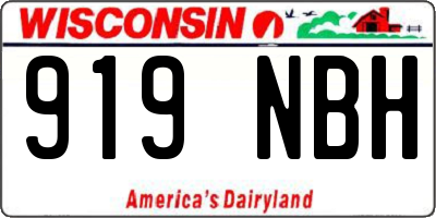 WI license plate 919NBH