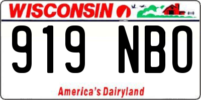 WI license plate 919NBO