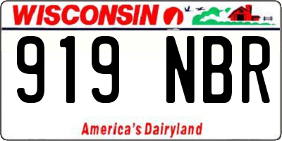 WI license plate 919NBR