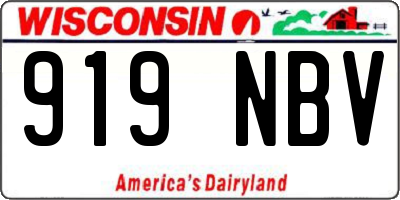 WI license plate 919NBV