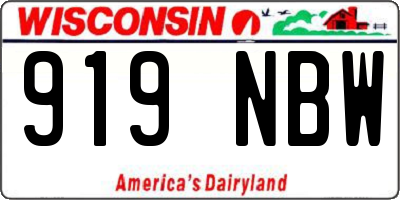 WI license plate 919NBW