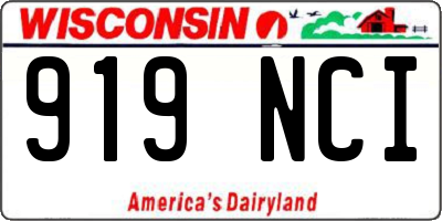 WI license plate 919NCI