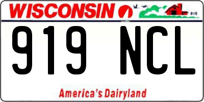 WI license plate 919NCL